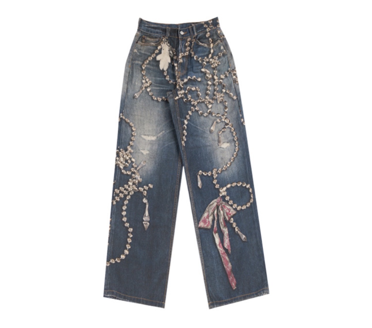Enhypen NiKI inspired AC Washed Destroyed Distressed Hand-Painted Splatter Loose Fit Denim Jeans pants-NI-KI