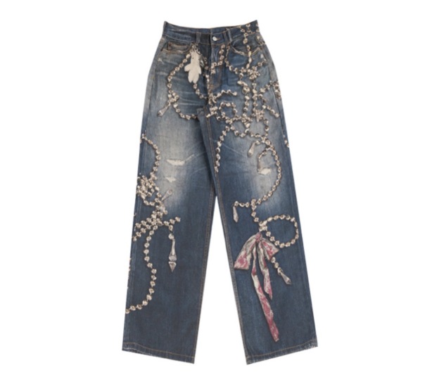 Enhypen NiKI inspired AC Washed Destroyed Distressed Hand-Painted Splatter Loose Fit Denim Jeans pants-NI-KI