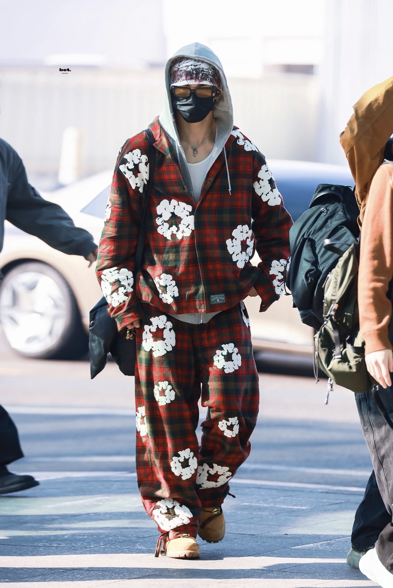 Enhypen NIKI inspired Red Denim Plaid Print Matching set-NI-KI