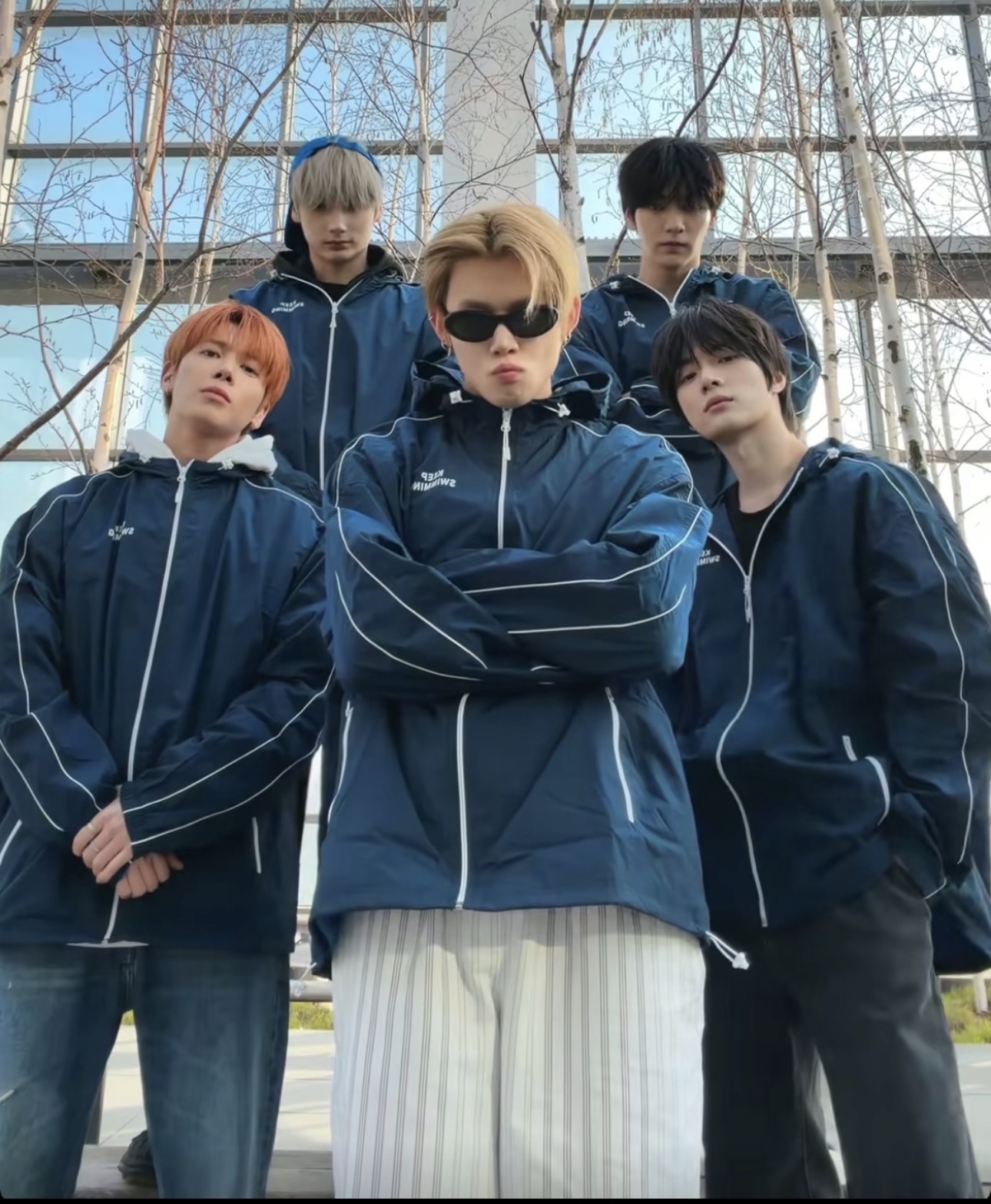 HYPE kpop group inspired BTS SWIMMING Keep Swimming Quote Print Trench Coat Jacket  Outerwear-ENHYPEN TXT