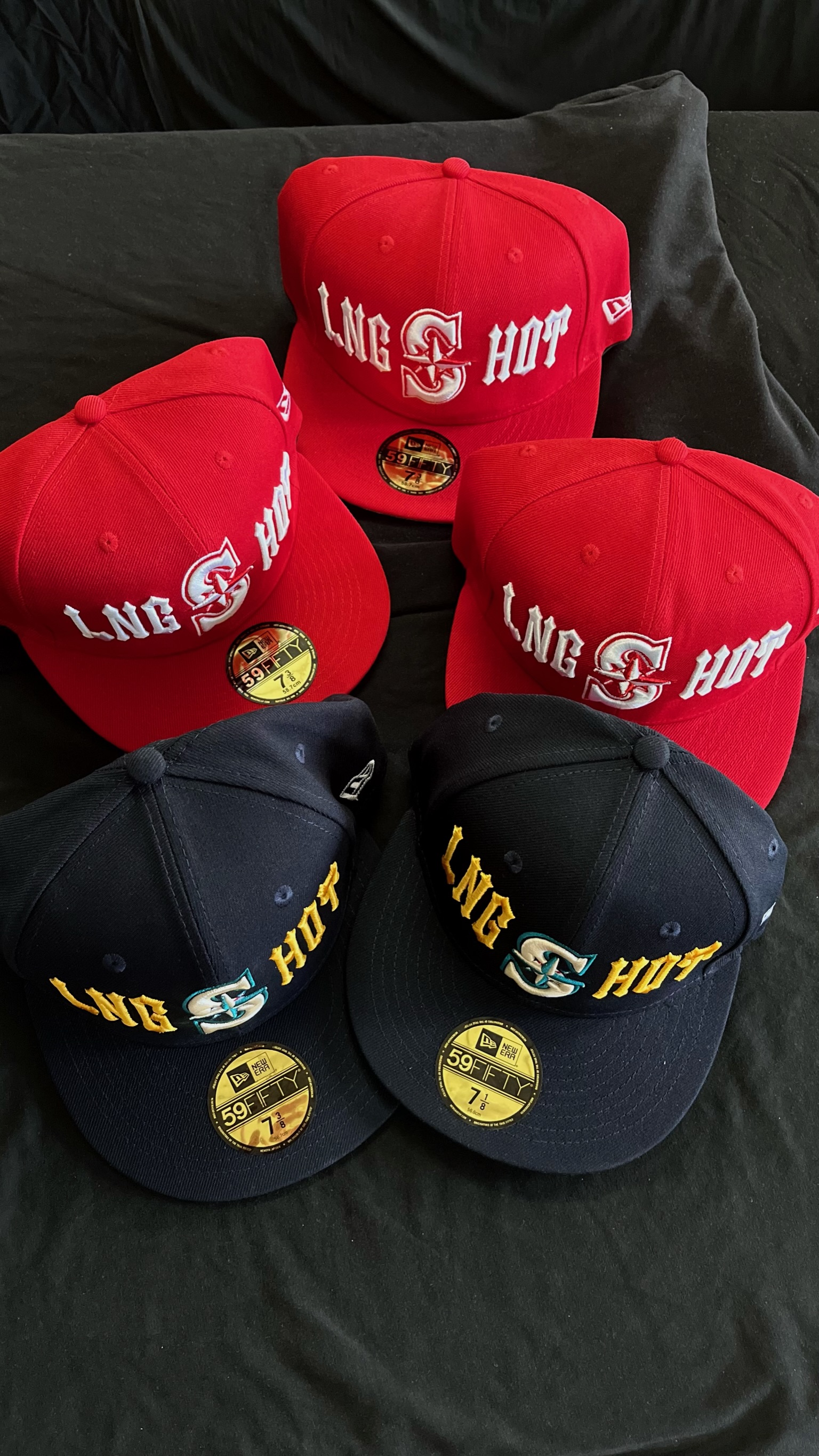 lngshot inspired Red Blue Embroidered Baseball Cap Hat 
