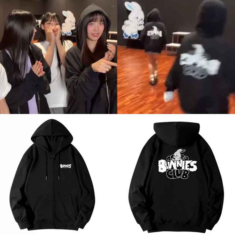 NewJeans Bunnies club-Inspired Hoodie Zip-Up Jacket-NJZ