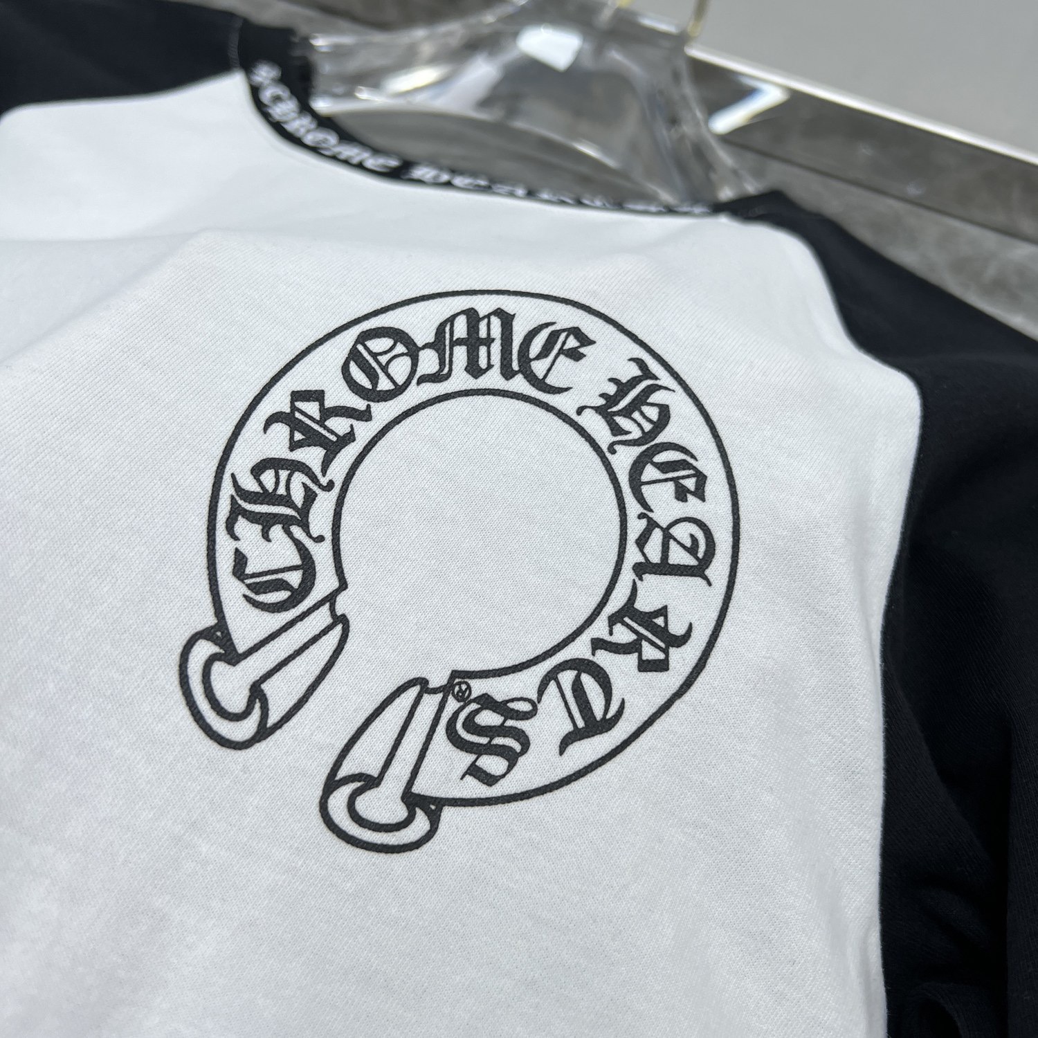 CH Style Chrome Hearts inspired Big Horseshoe Contrast Color Sanskrit Print Long Sleeve T-Shirt 