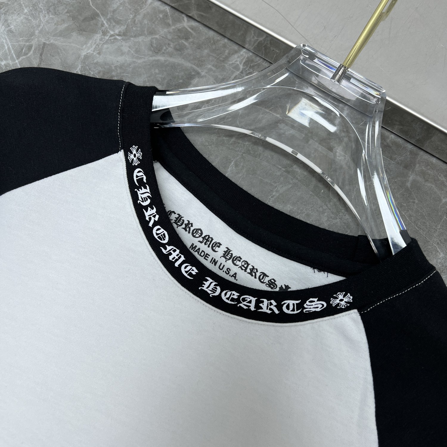 CH Style Chrome Hearts inspired Big Horseshoe Contrast Color Sanskrit Print Long Sleeve T-Shirt 