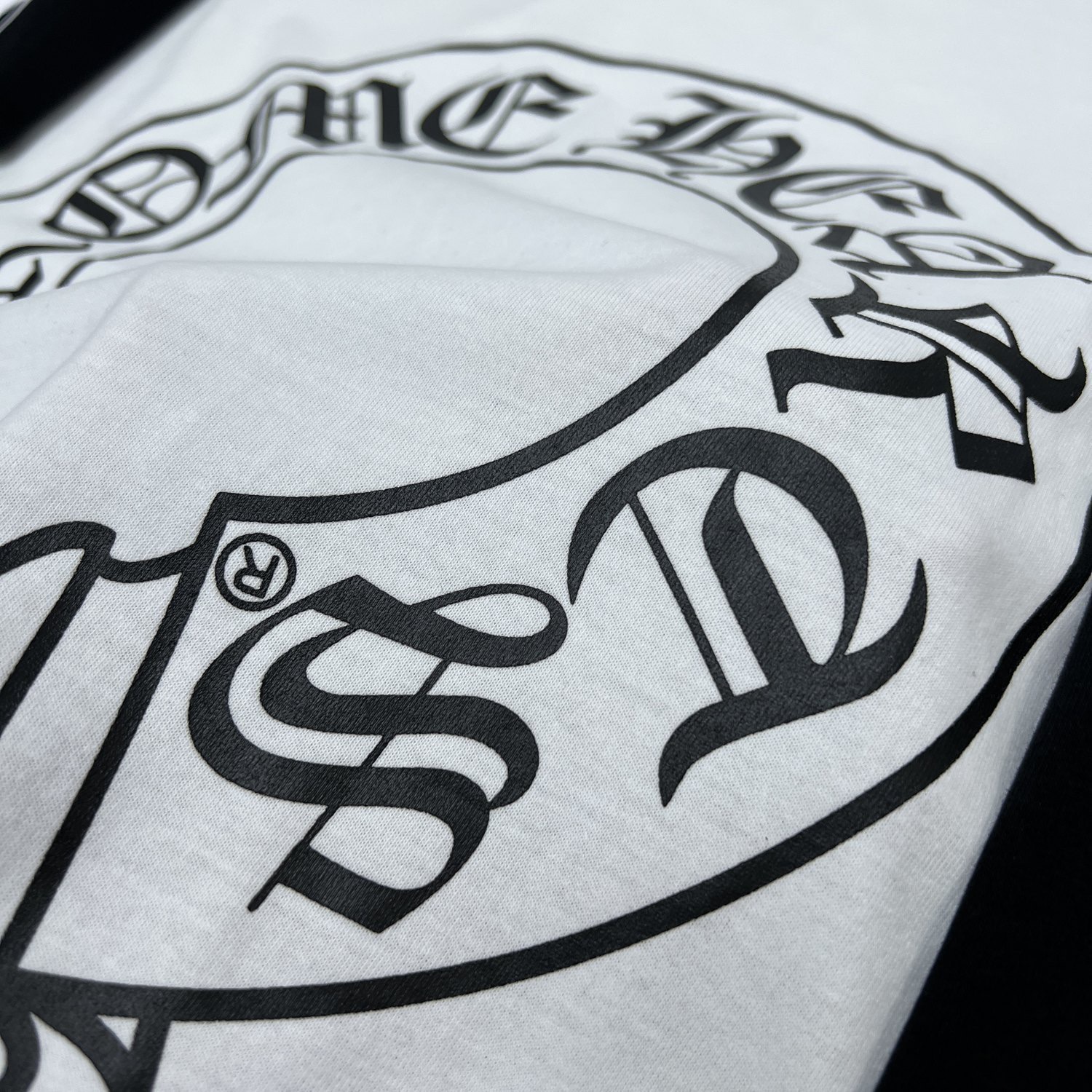 CH Style Chrome Hearts inspired Big Horseshoe Contrast Color Sanskrit Print Long Sleeve T-Shirt 