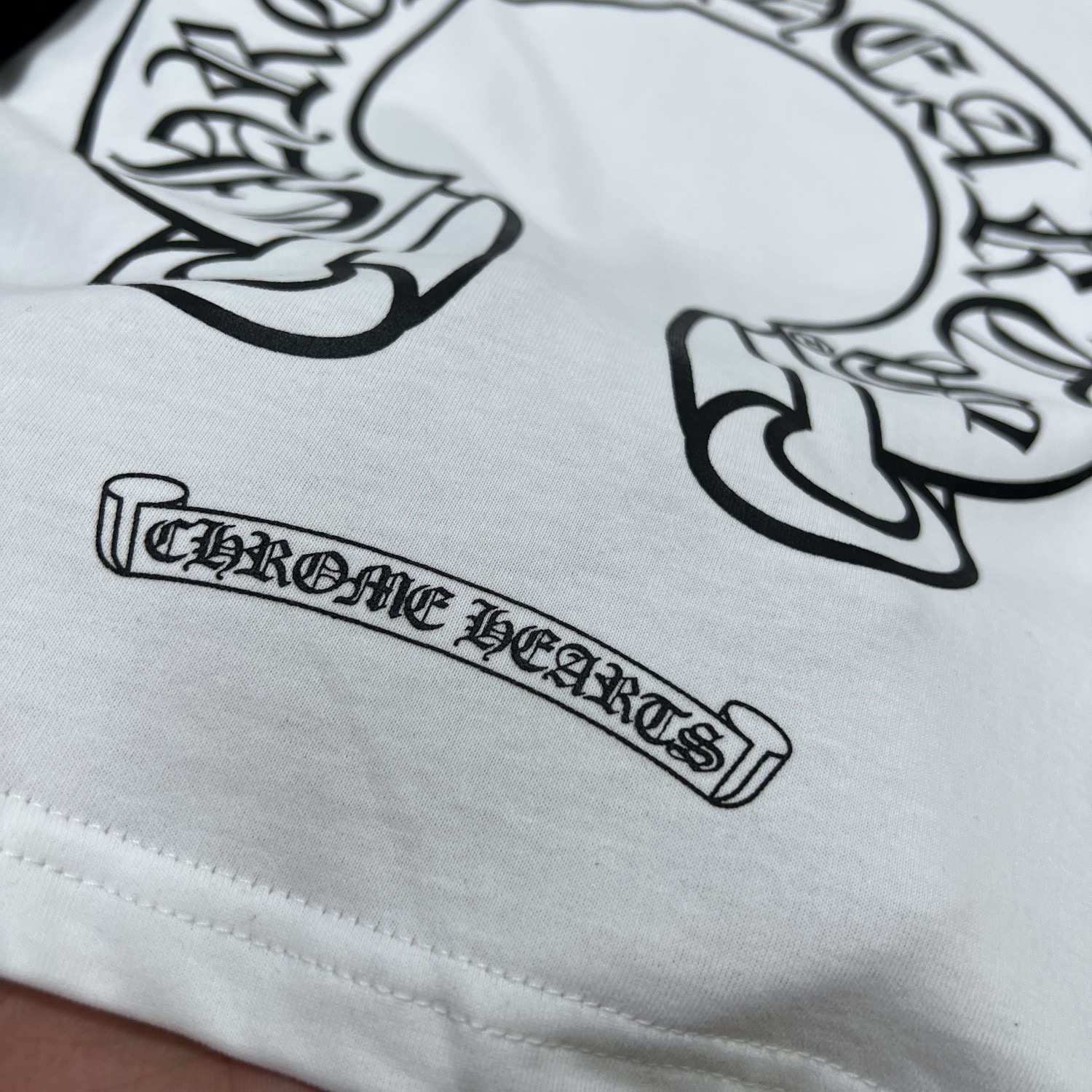 CH Style Chrome Hearts inspired Big Horseshoe Contrast Color Sanskrit Print Long Sleeve T-Shirt 