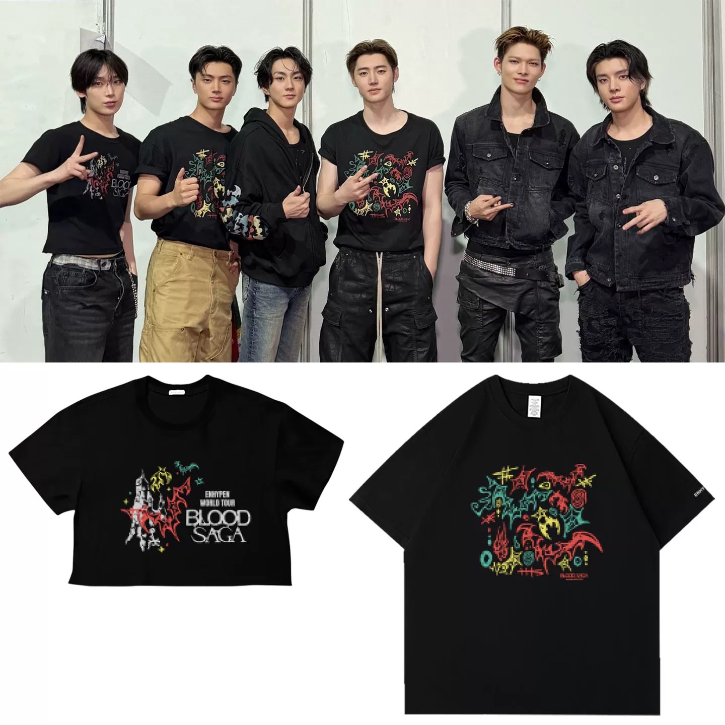 Enhypen 2026 bloodsaga inspired North American print tshirt