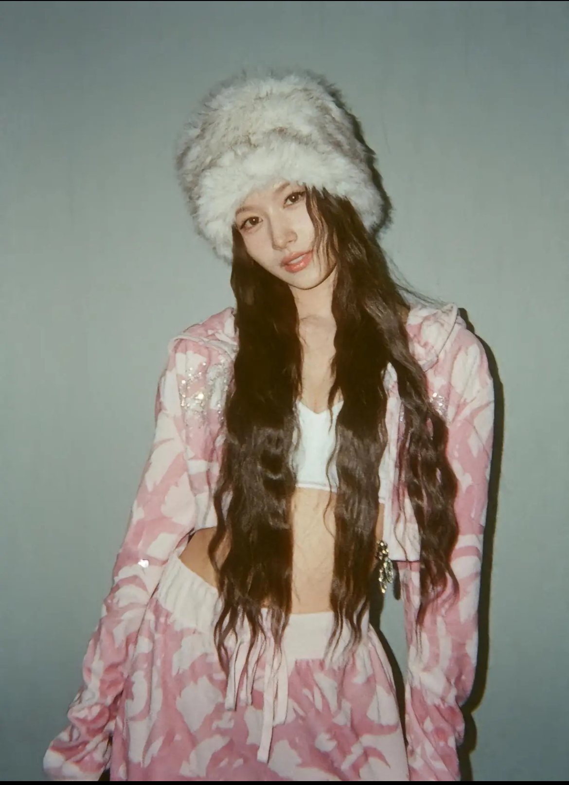 TWICE -Pink Camo Rhinestone Hoodie Set