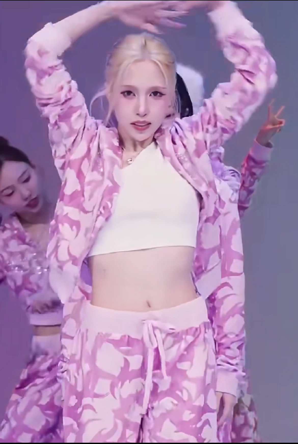 TWICE -Pink Camo Rhinestone Hoodie Set