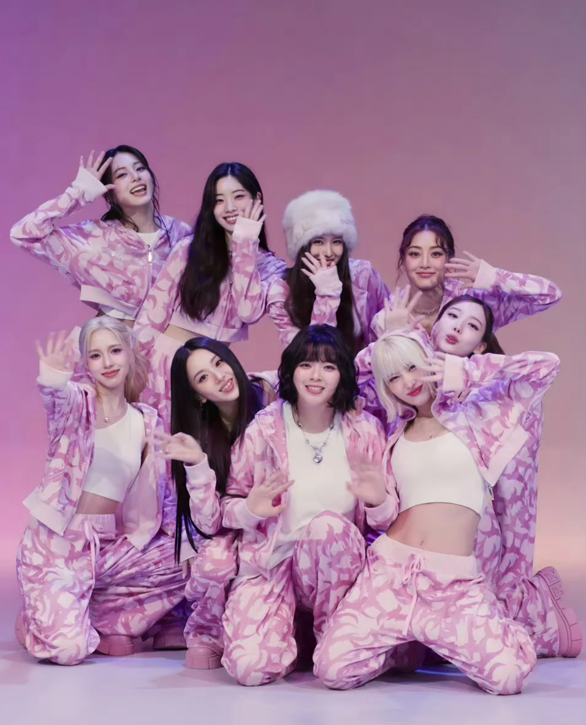 TWICE -Pink Camo Rhinestone Hoodie Set