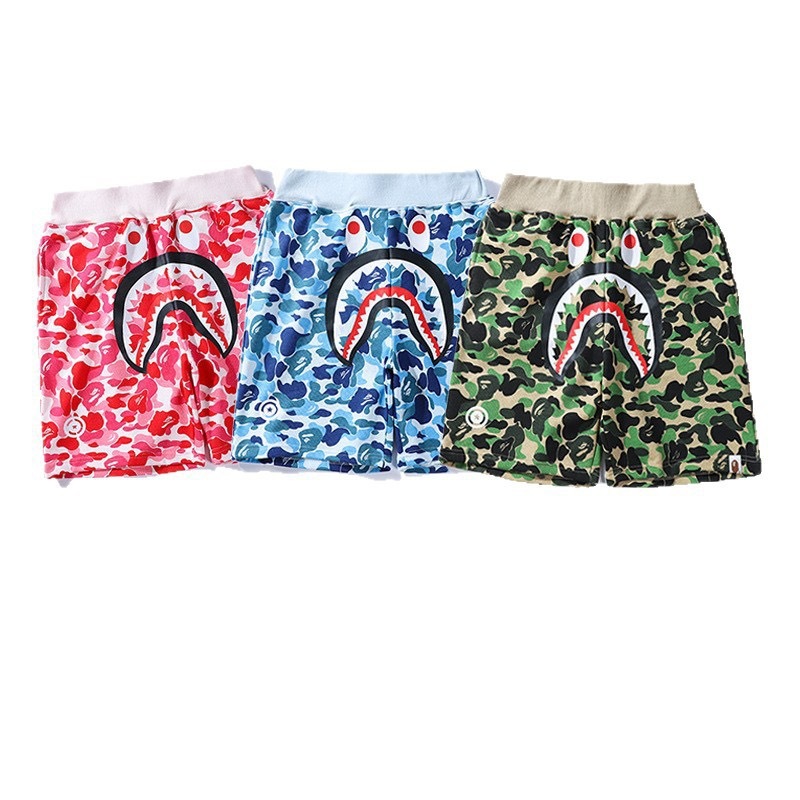 Camo Letter Shark Print inspired by bape Shorts Beach Pants Streetwear