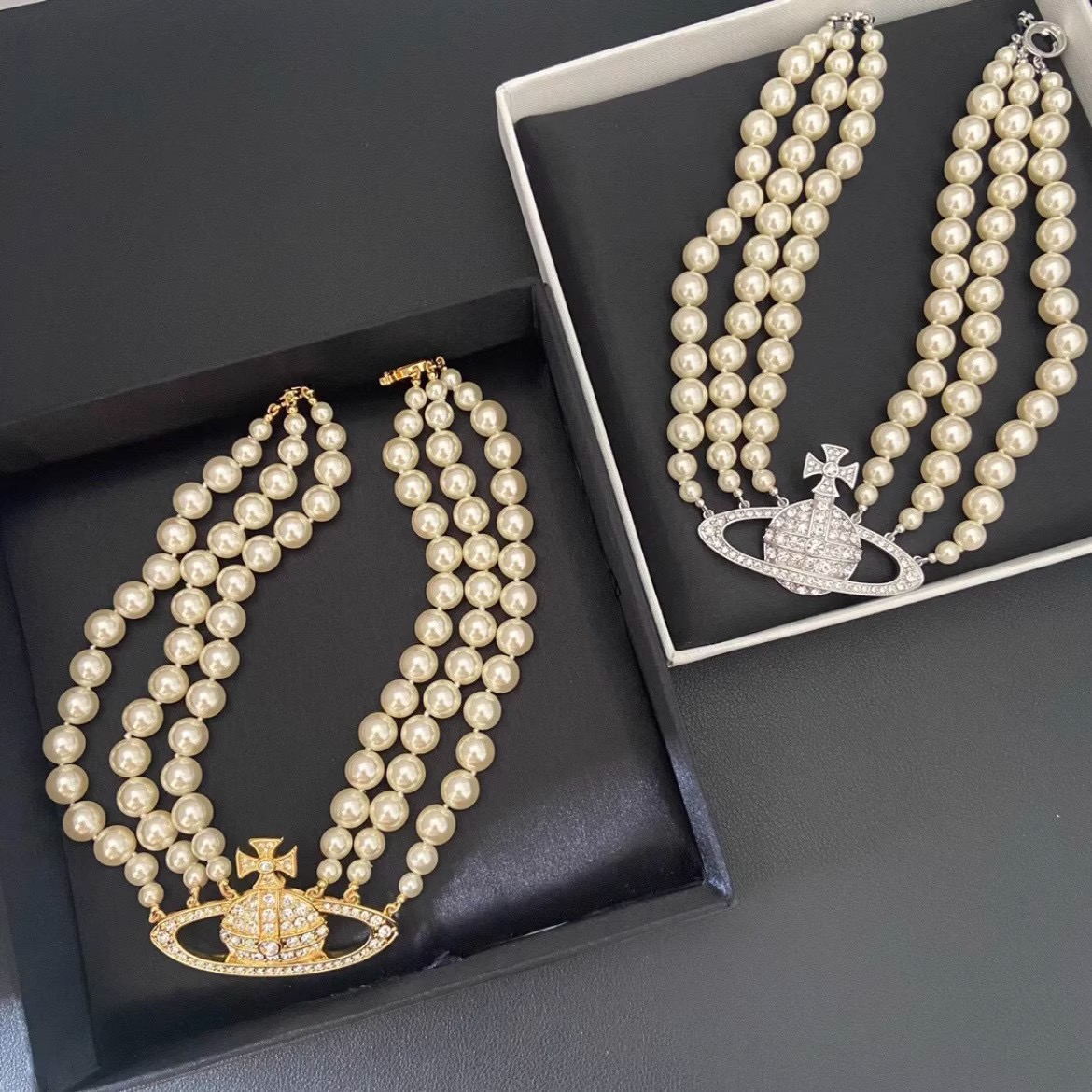 Blackpink Jennie Vivienne Style inspired 3-Layer Pearl Choker Necklace 