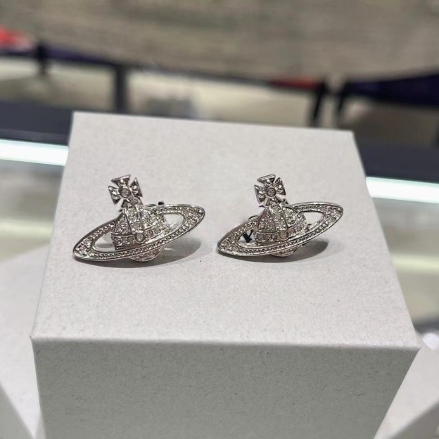 Cortis James Vivienne Style inspired Small Saturn Cubic Zirconia Stud Earrings