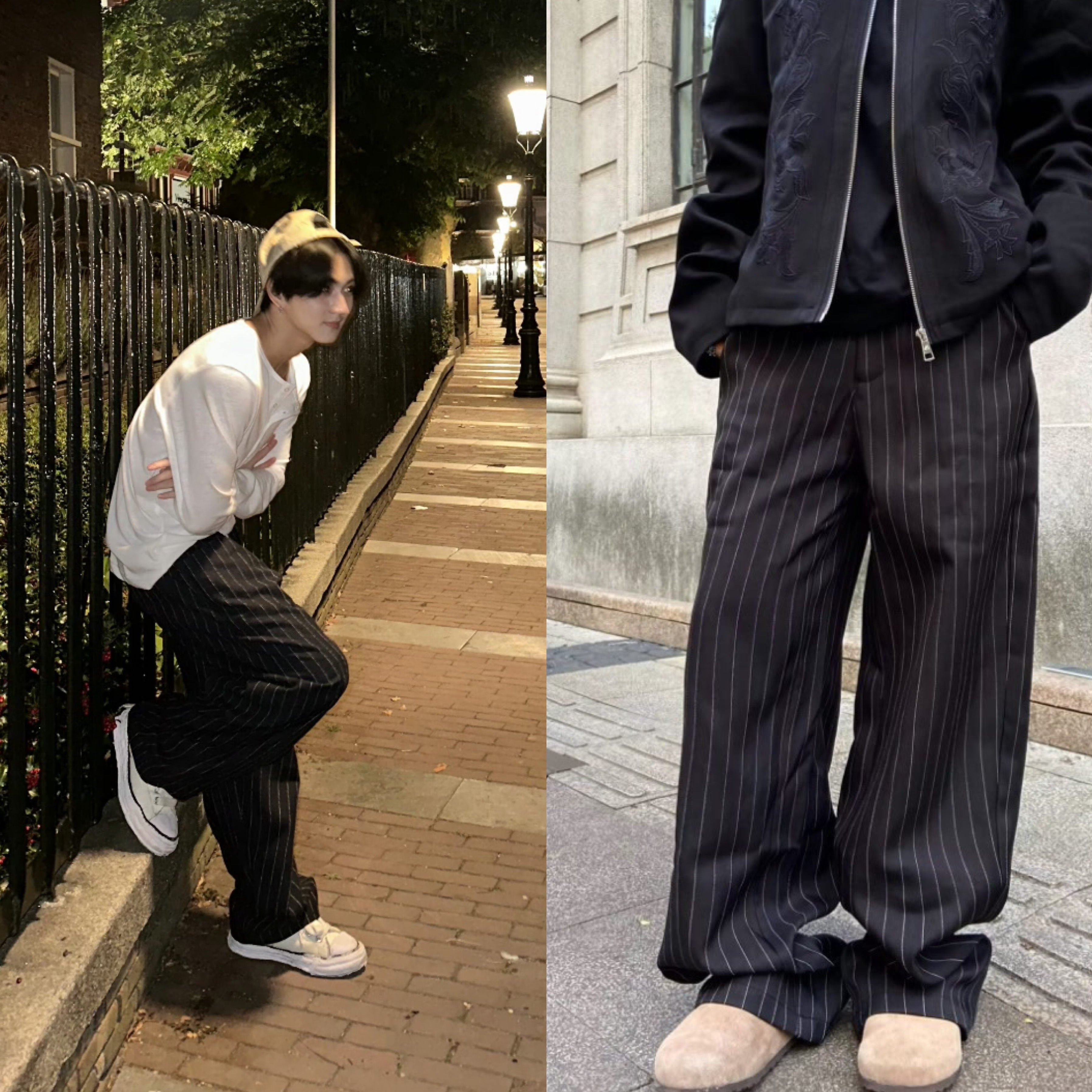 Enhypen jungwon inspired Black Striped Pants