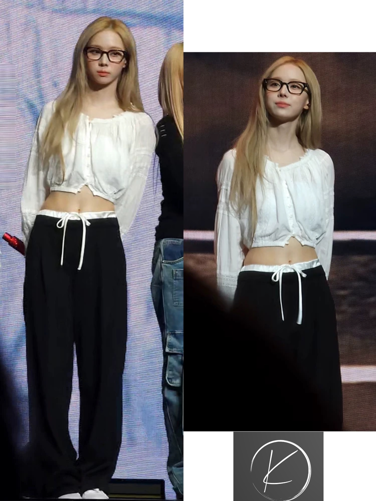 White Lace Blouse and Pants Set- Winter Aespa