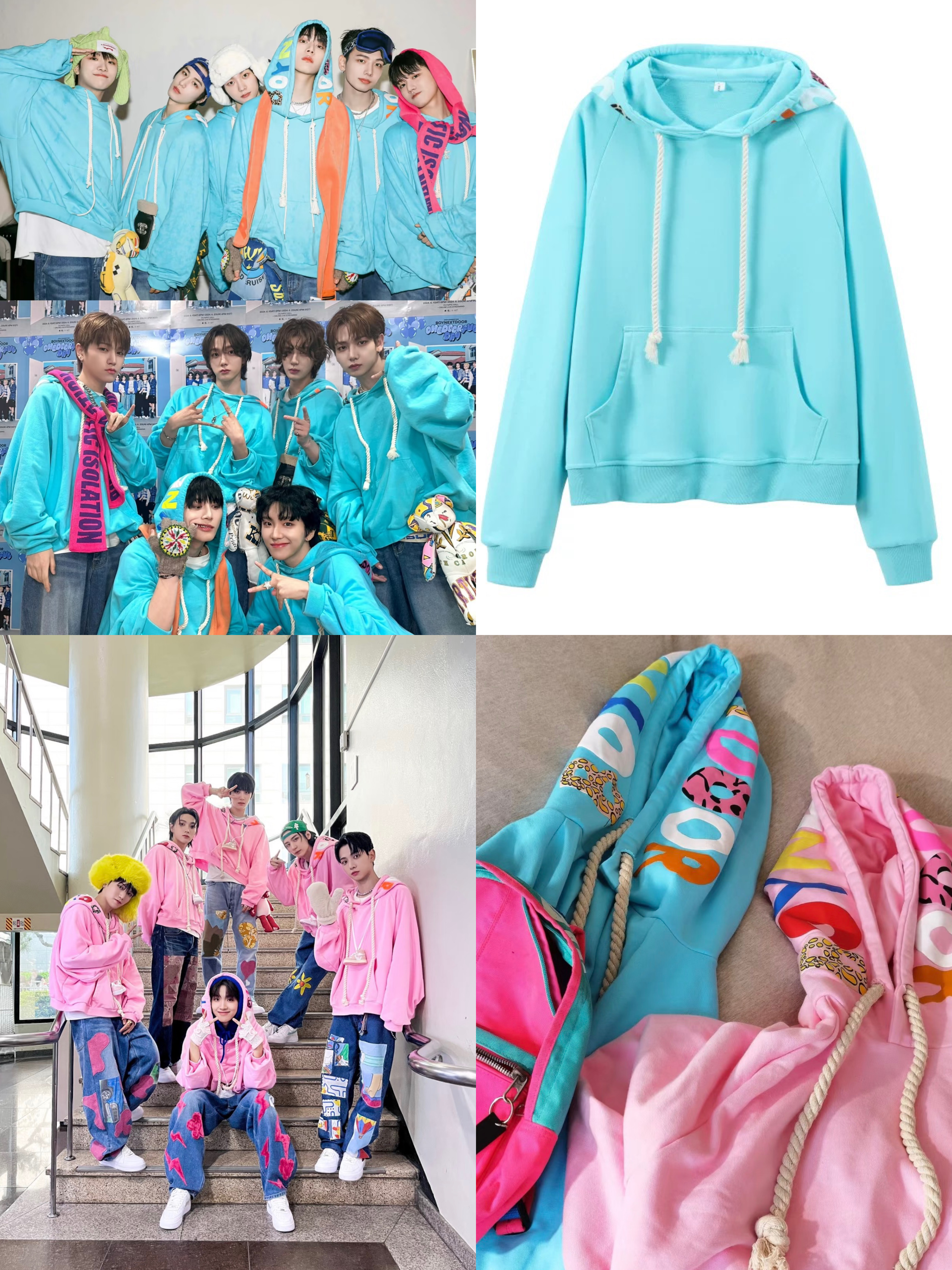 BOYNEXTDOOR ONE AND ONLY フーディ M タグ付 BND one and only stage inspired BLUE HOODIE PIINK HOODIE