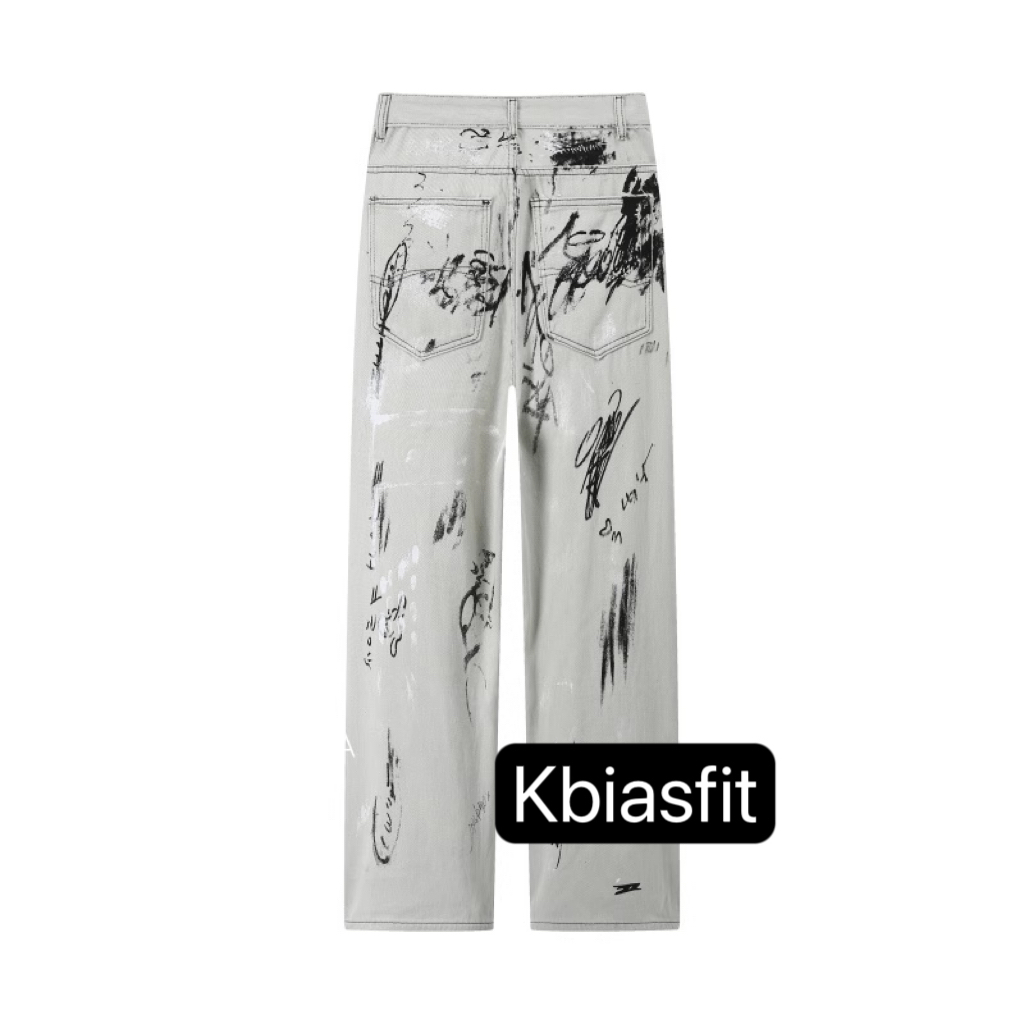 Designer Graffiti  Women Jeans Pants-Jungkok BTS