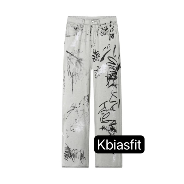 Designer Graffiti  Women Jeans Pants-Jungkok BTS