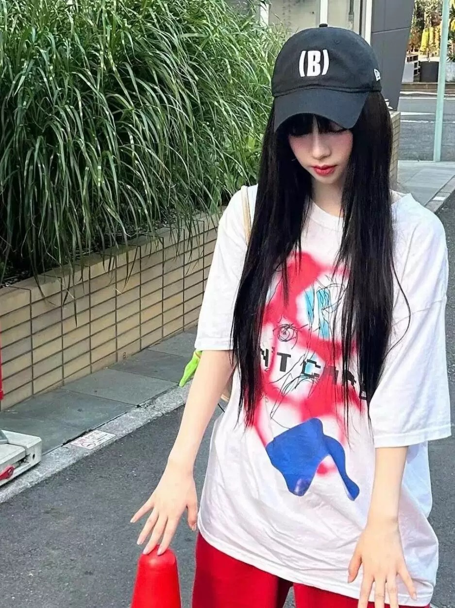 Harajuku cartoon short sleeve shirt-karina Aespa