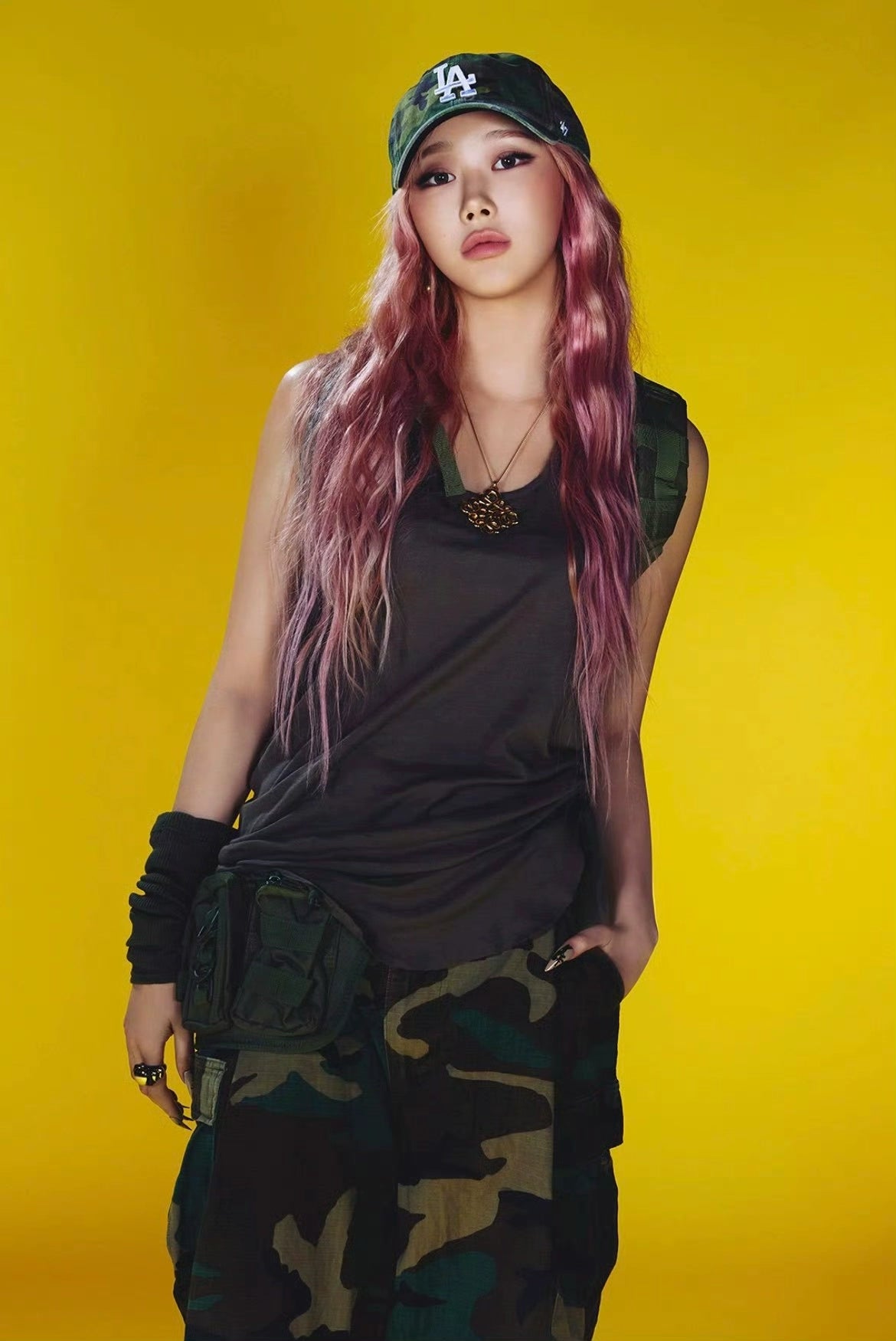 Whiplash camouflage workwear tanks pant set-giselle-aespa