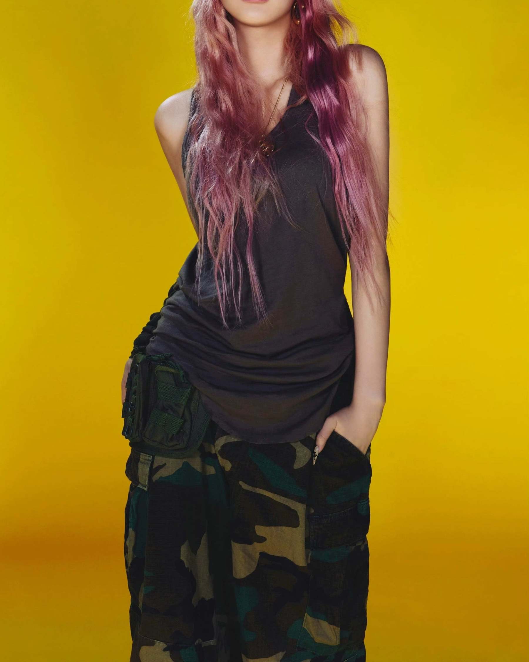 Whiplash camouflage workwear tanks pant set-giselle-aespa