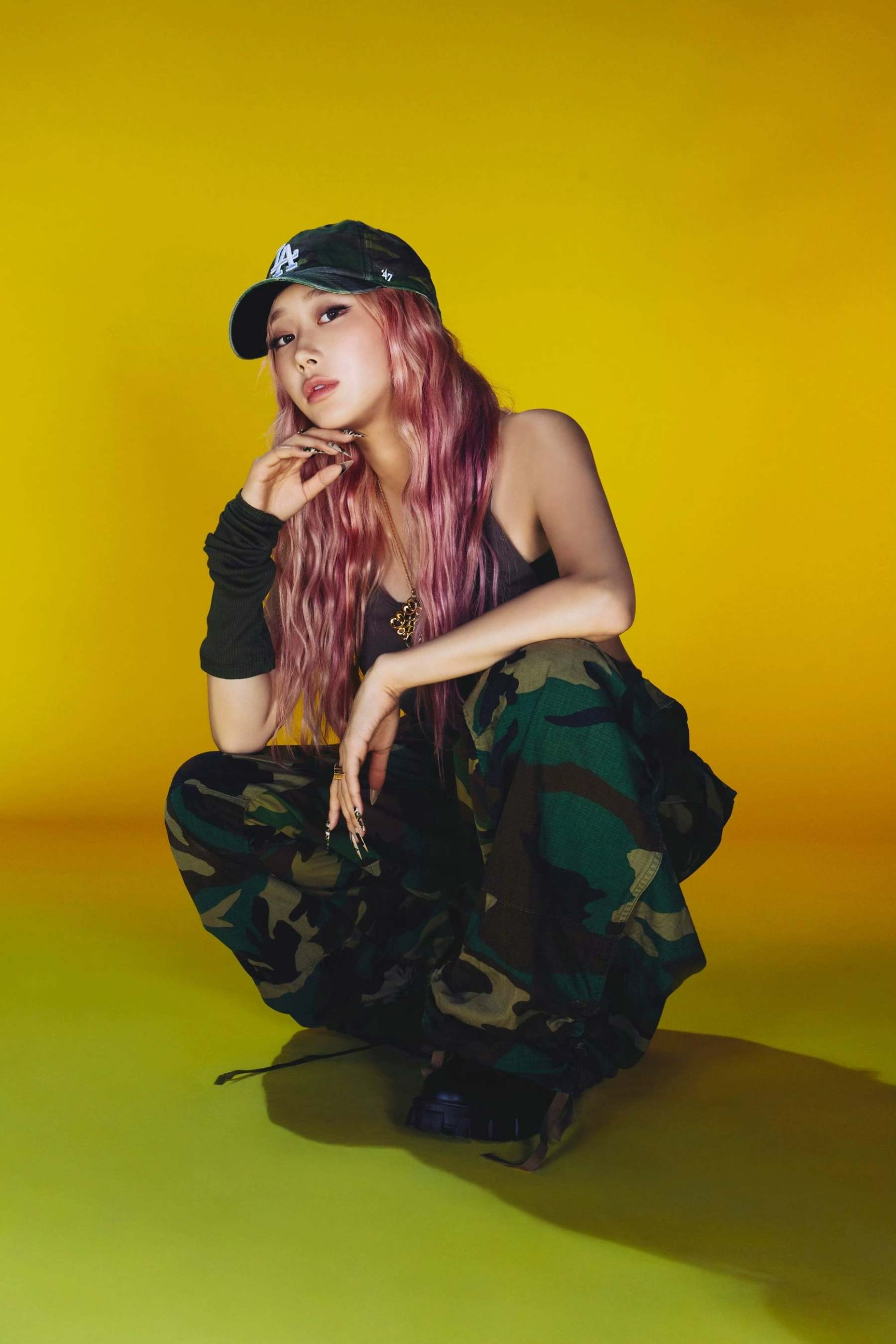 Whiplash camouflage workwear tanks pant set-giselle-aespa