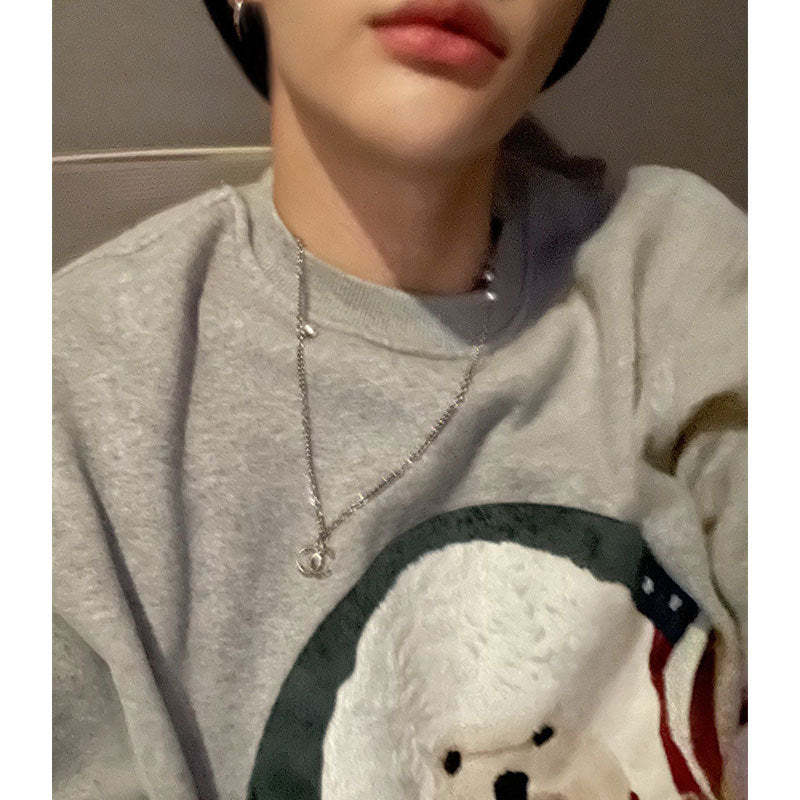 Check Gray Puppy Print Sweatshirt-Hwang Hyunjin-Straykids