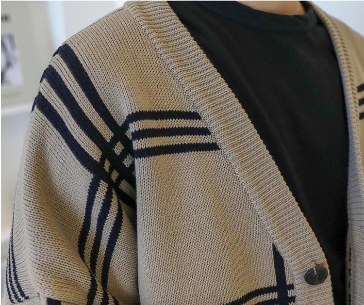 Khaki Plaid Knitted Cardigan -Mingyu – Seventeen