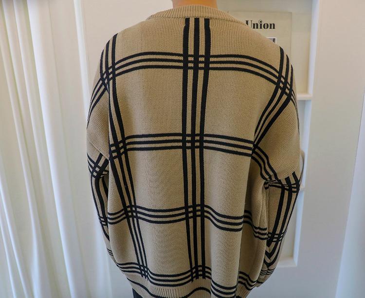 Khaki Plaid Knitted Cardigan -Mingyu – Seventeen