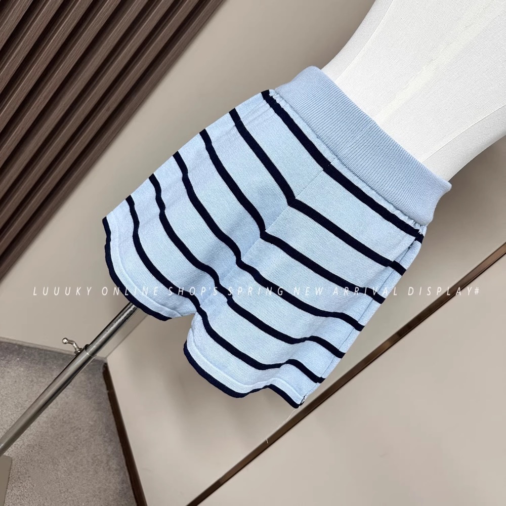 blackpink Jennie Inspired Blue Striped Knit Cardigan Skirt Set