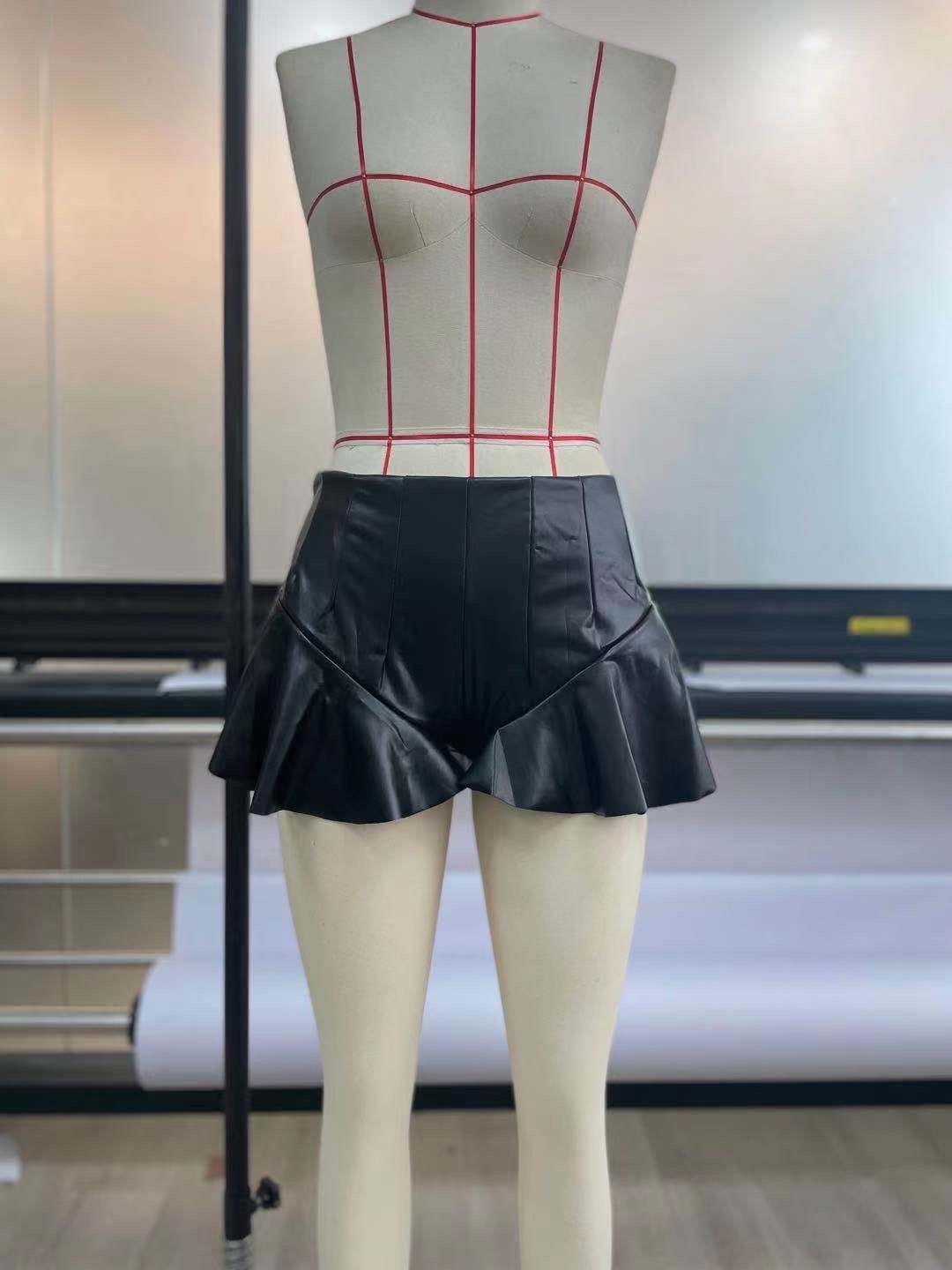 Leather ruffled pleated skirt-Outfitidea For BlinksBLACKPINK-Inspired Fashion