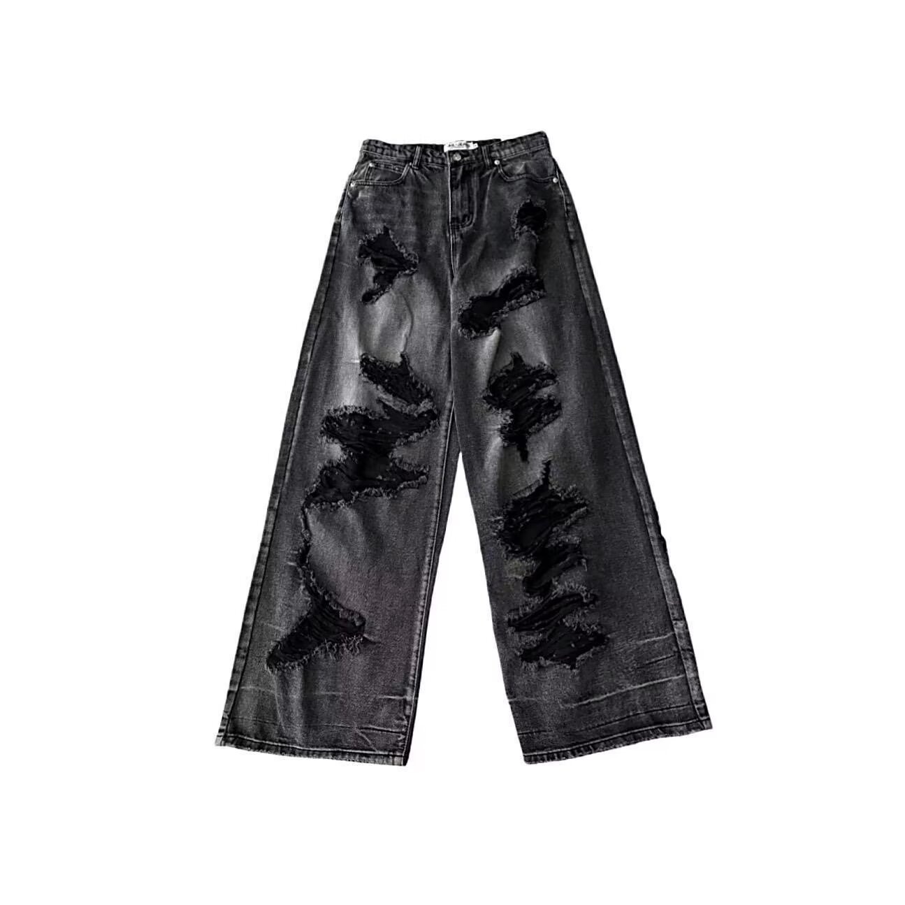 TXT Yeonjun Black Washed Tattered Denim inspired Jeans Pant 