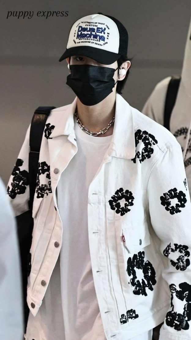 Enhypen Jake inspired Cotton Wreath  demin print jacket