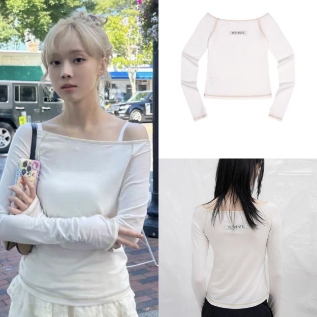 Aespa WINTER Inspired Off-Shoulder Long Sleeve Top 