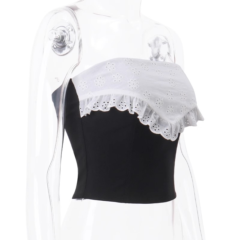 Babymonster Ahyeon Inspired Black White Off-Shoulder Top 