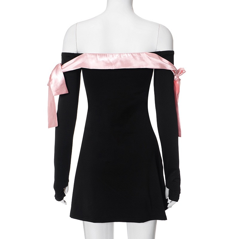 One-line neckline ruffled dress-Outfitidea For Blinks BLACKPINK-Inspired Fashion