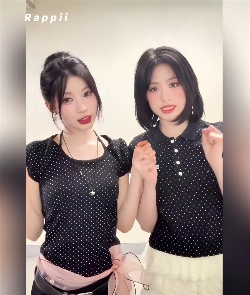 BABYMONSTER Ahyeon & Asa Inspired Dot Print T-Shirt