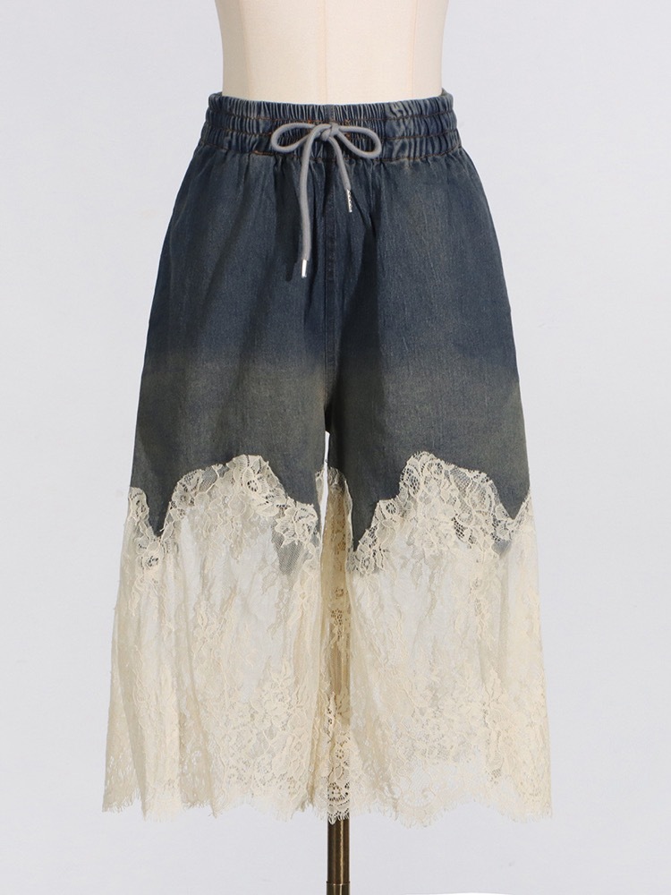  Le Sserafim Kazuha Lace Elegant Top Denim Shorts inspired Set