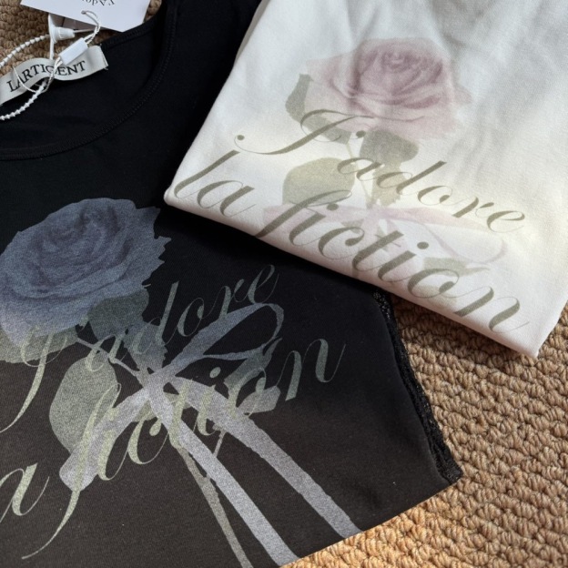 GIDLE Minnie Miyeon Inspired Rose Lace Trim Long Sleeve Tee