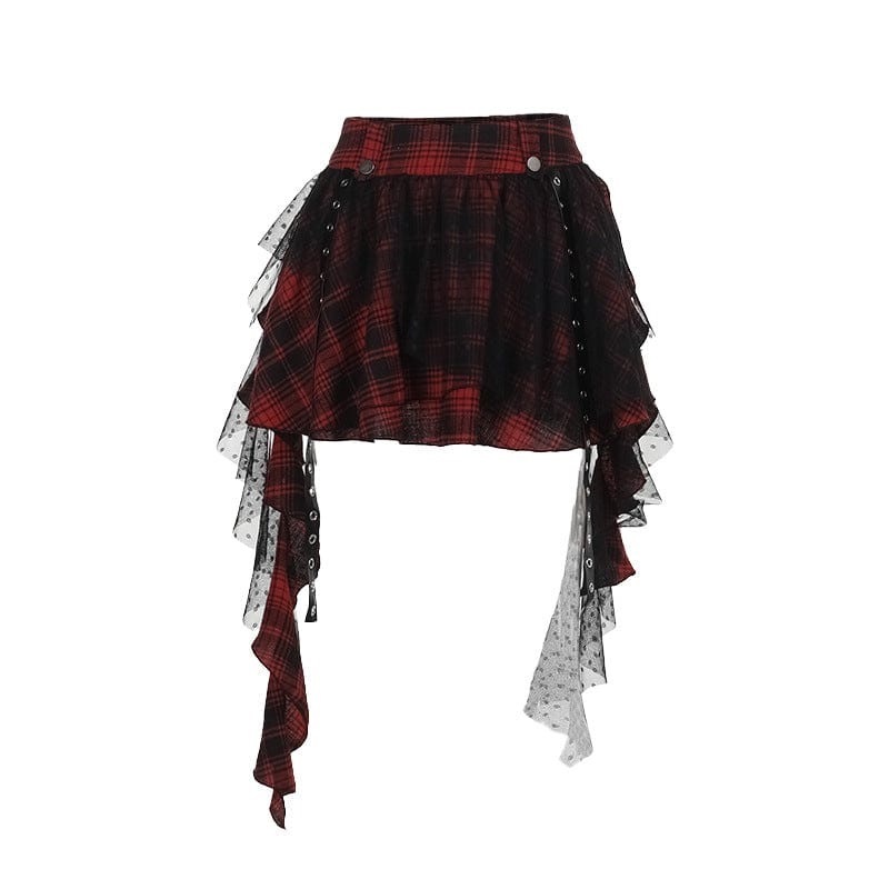 Red Black Polka Dot Mesh Half Skirt-Straykids concert outfitidea for STAY
