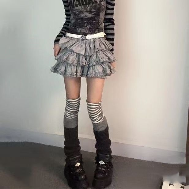 Y2K-Ballet Punk Lace Tiered Mini Skirt