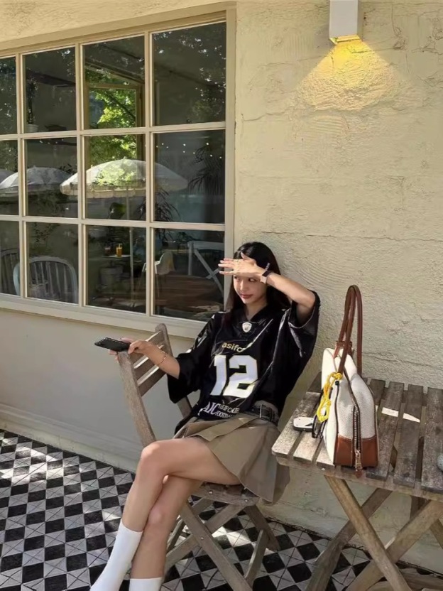 NewJeans Minji Inspired Patchwork Jersey Tshirt-NJZ