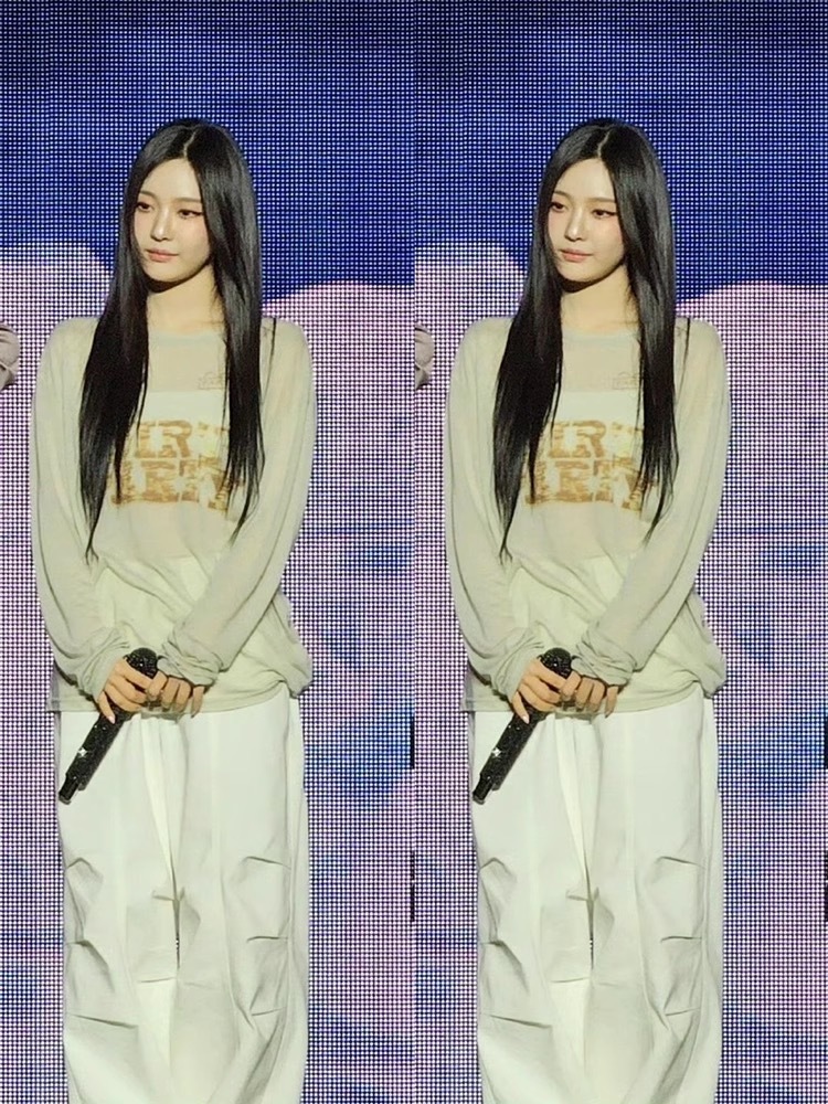 Aespa Ningning-Inspired Vintage Loose Fit Tee shirt