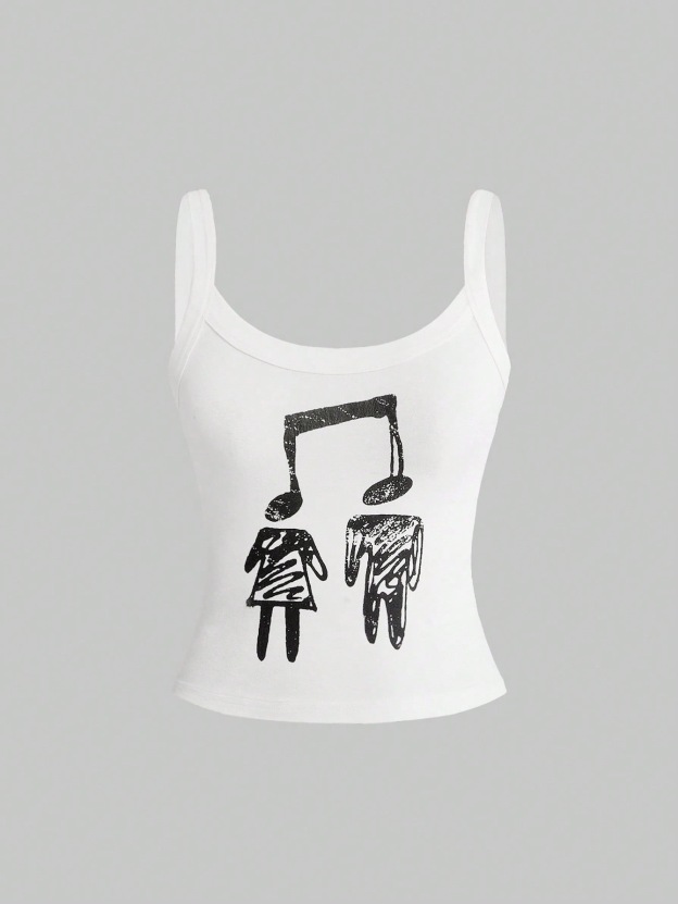 Katseye megan inspired music print cami Tank Top