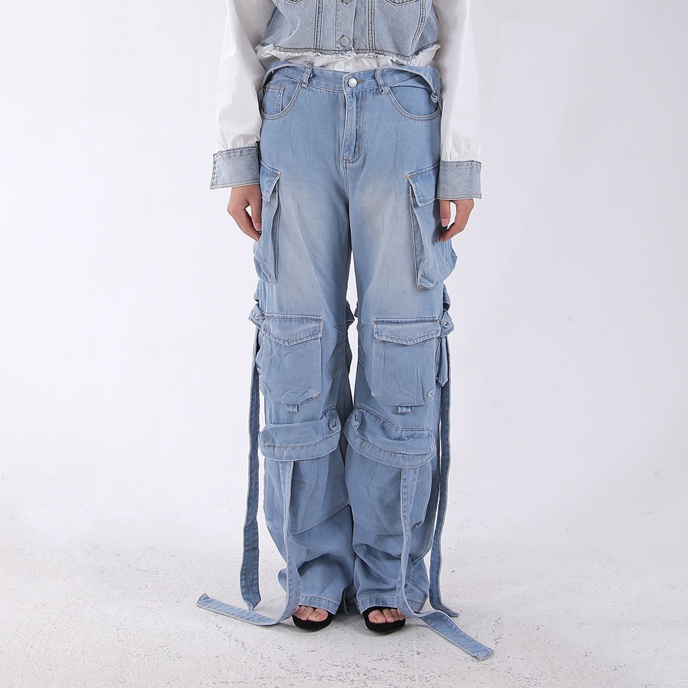 Babymonster Ahyeon-Wide Leg Straight Loose Jeans pan