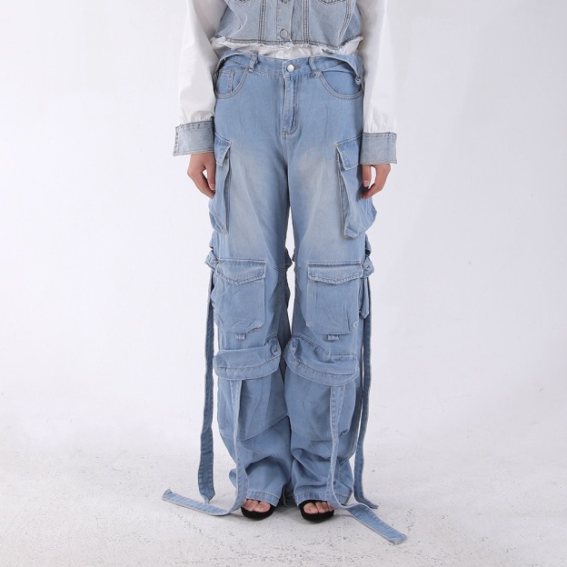 Babymonster Ahyeon-Wide Leg Straight Loose Jeans pan