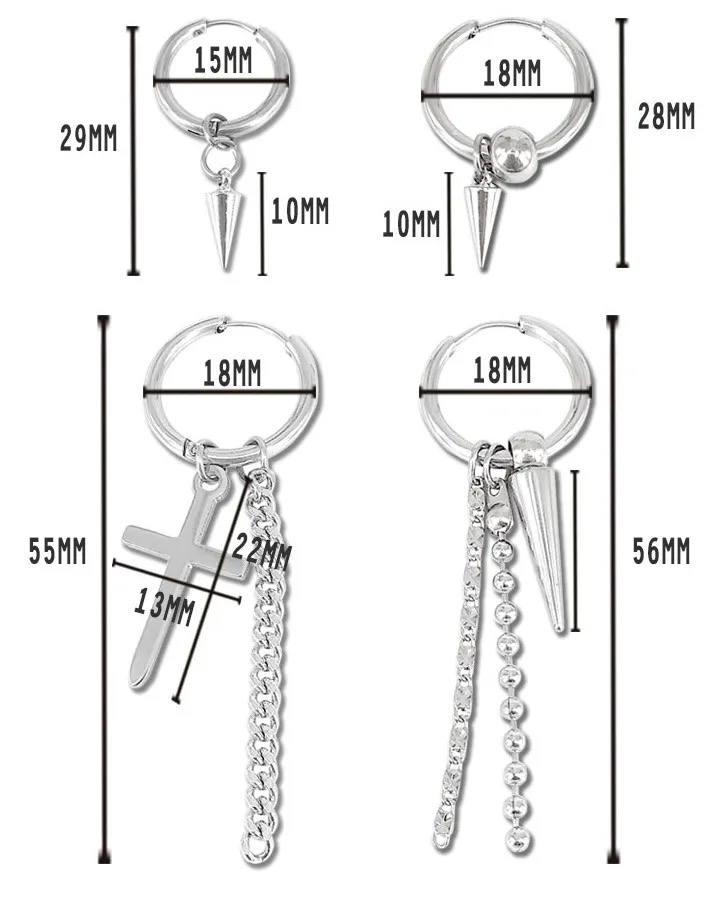 BTS SUGA Inspired Long Multi-Chain Triangle Earrings