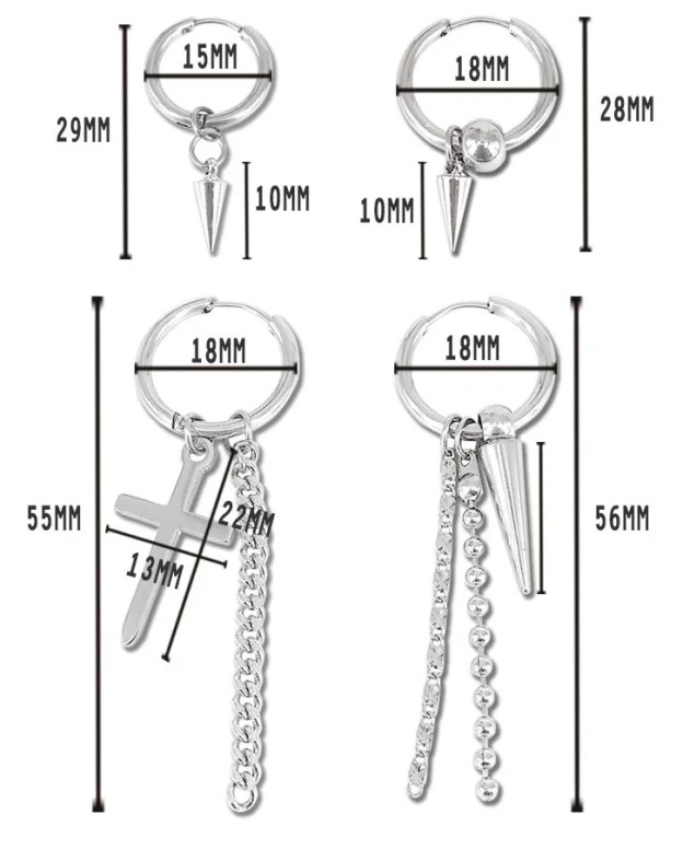 BTS SUGA Inspired Long Multi-Chain Triangle Earrings