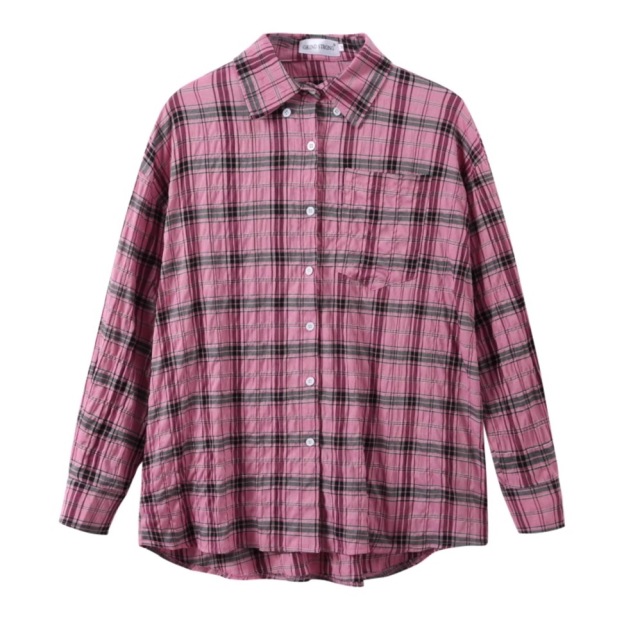 Pink Plaid Shirt Jacket-Hoshi Seventeen