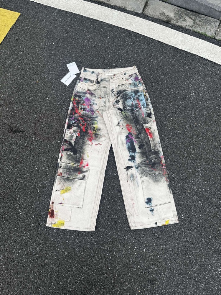 Katseye lara inspired AC Hand Drawn Splash Ink Denim Jeans  Pants